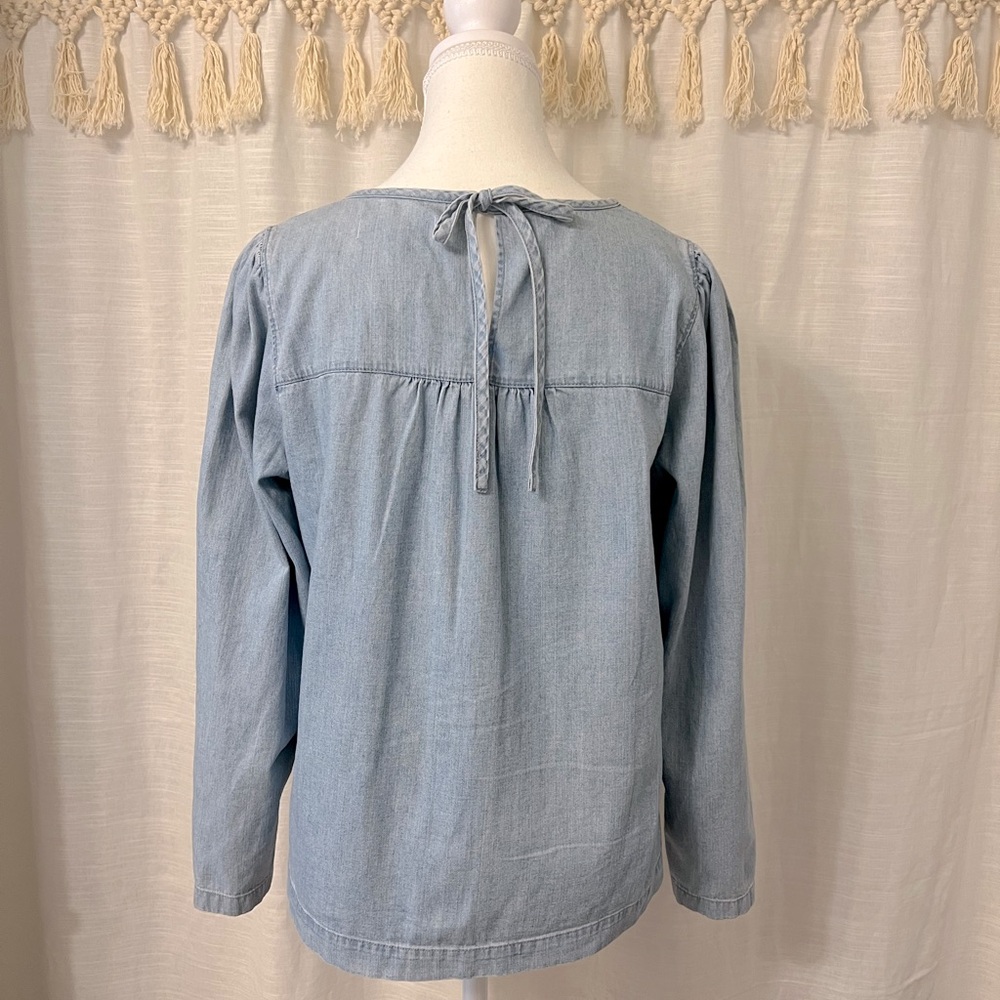 Madewell Denim Tie Back Long Sleeve in Aurea Wash - Picture 4 of 5